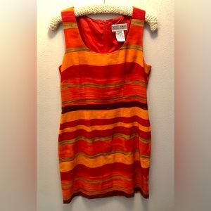 Vintage Jessica Howard Orange Striped Dress Size 8